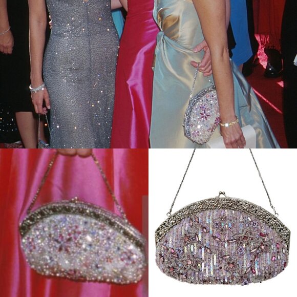 BADGLEY MISCHKA Vintage Iridescent Lilac Beaded Evening Bag - Picture 1 of 5